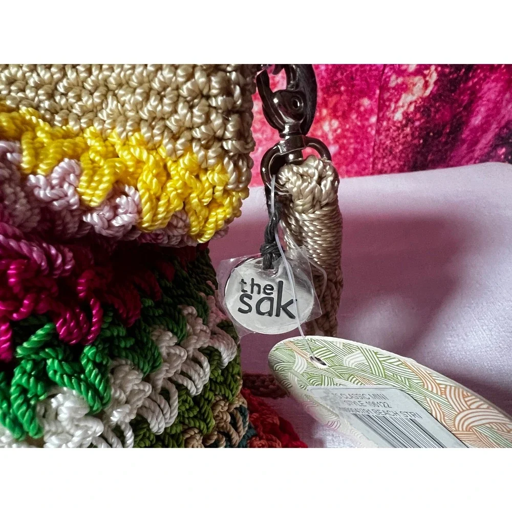 2014 The Sak Classic Mini Crossbody Bag Hand Crocheted Beach Stripe 106122 NEW